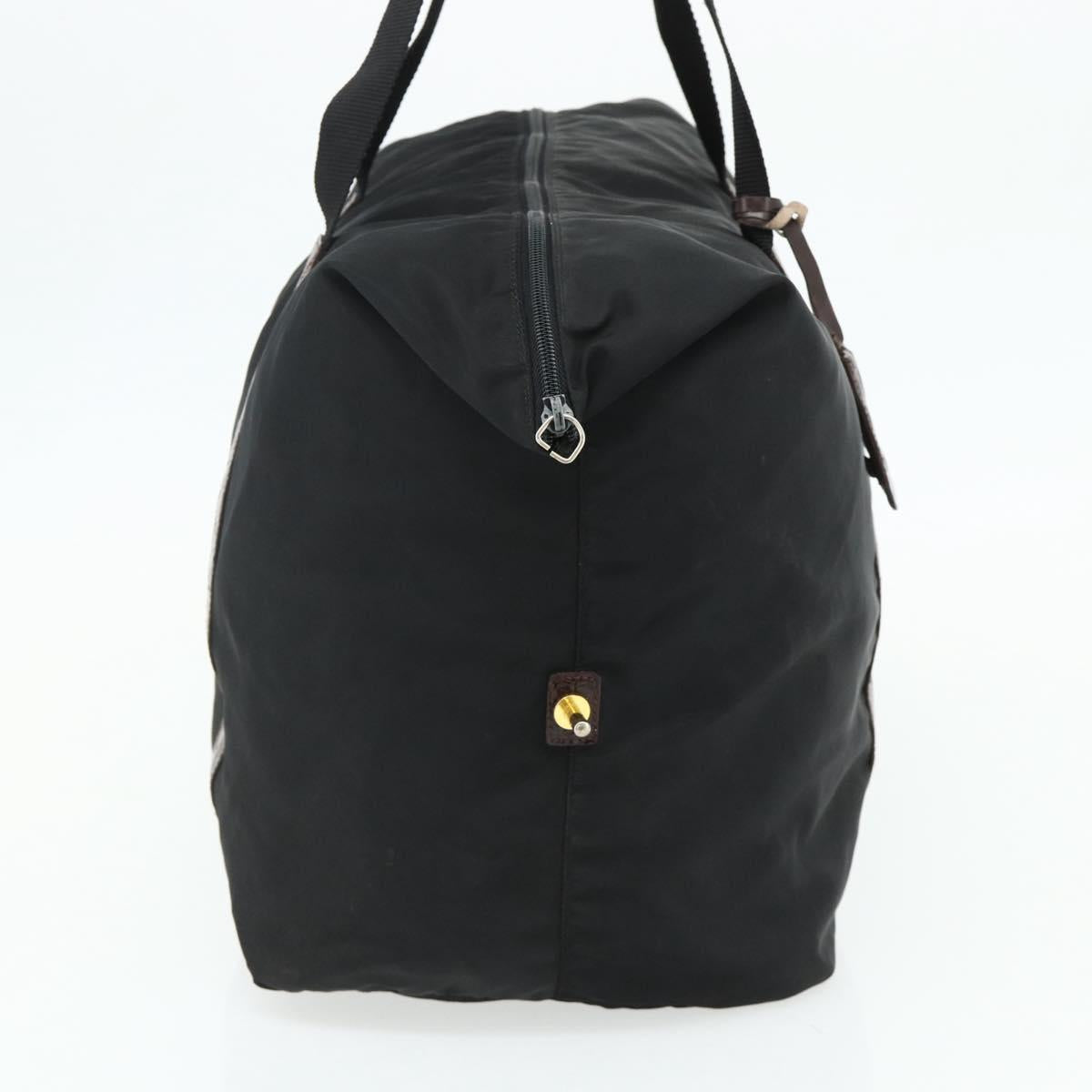 PRADA Boston Bag Nylon Black Gold Auth 176251