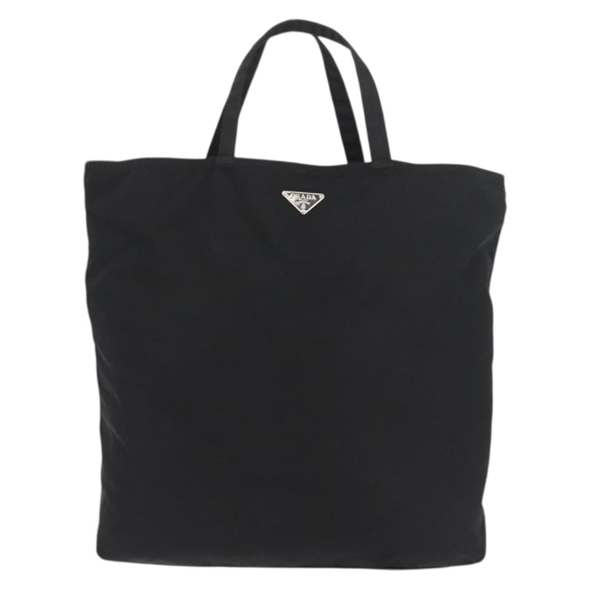 PRADA Robot Tote Bag Nylon Black Silver Auth 176252