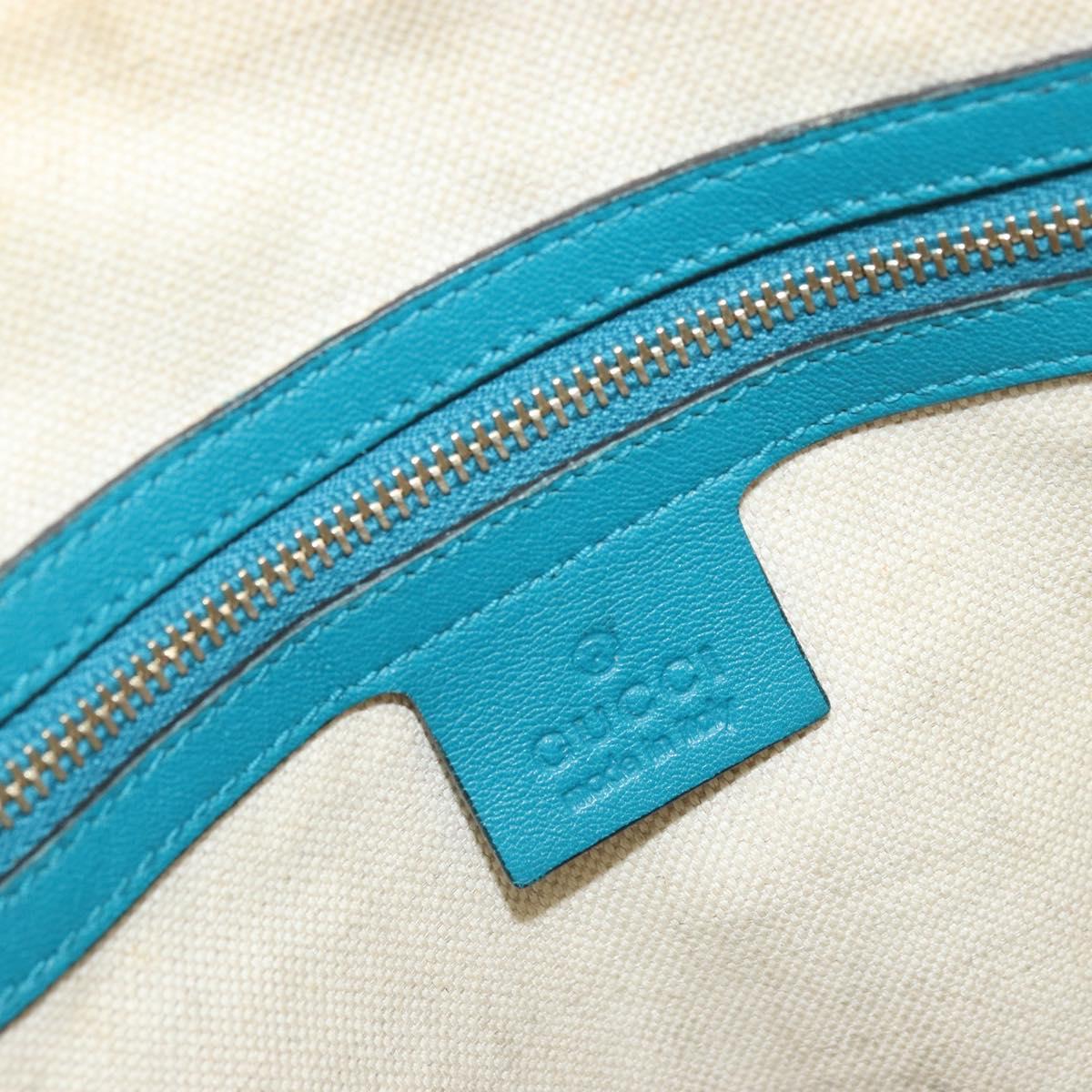 GUCCI Micro GG Canvas Bag Patent Leather 2way Turquoise Blue 309617 Auth 176255