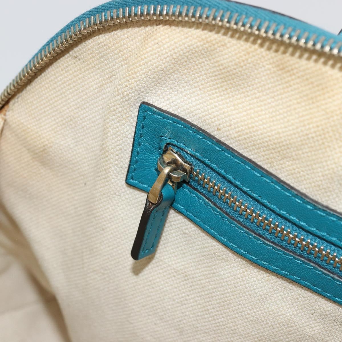 GUCCI Micro GG Canvas Bag Patent Leather 2way Turquoise Blue 309617 Auth 176255
