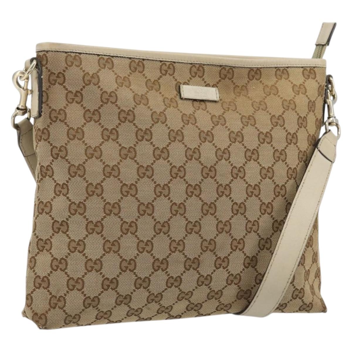 GUCCI GG Canvas Shoulder Bag Beige Gold 388924 Auth 176257