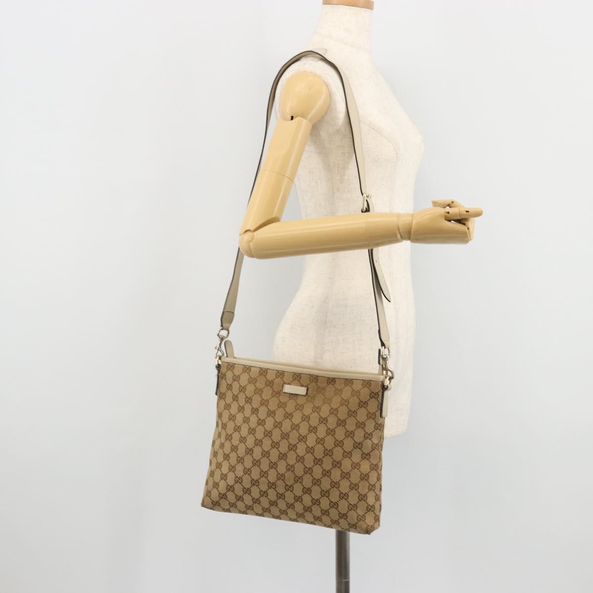 GUCCI GG Canvas Shoulder Bag Beige Gold 388924 Auth 176257