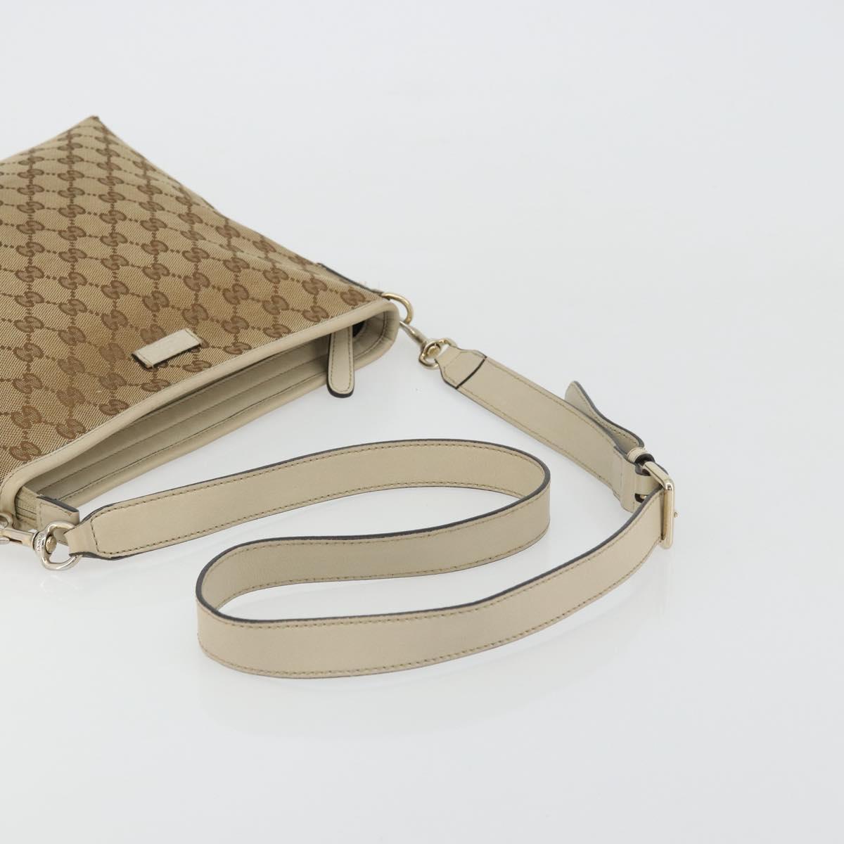 GUCCI GG Canvas Shoulder Bag Beige Gold 388924 Auth 176257