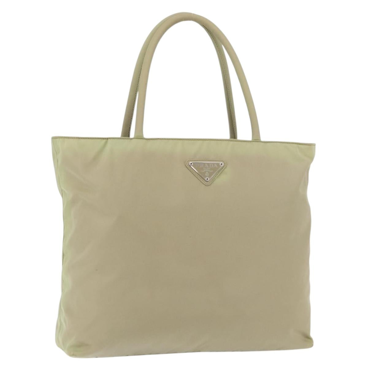 PRADA Hand Bag Nylon Green Silver Auth 176258