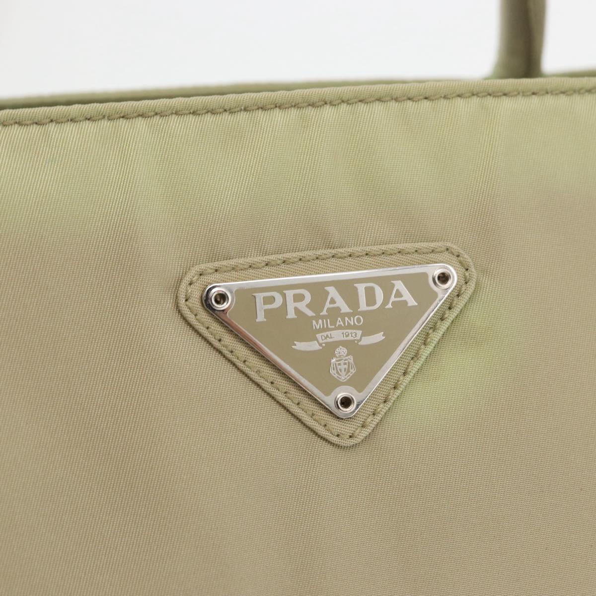 PRADA Hand Bag Nylon Green Silver Auth 176258