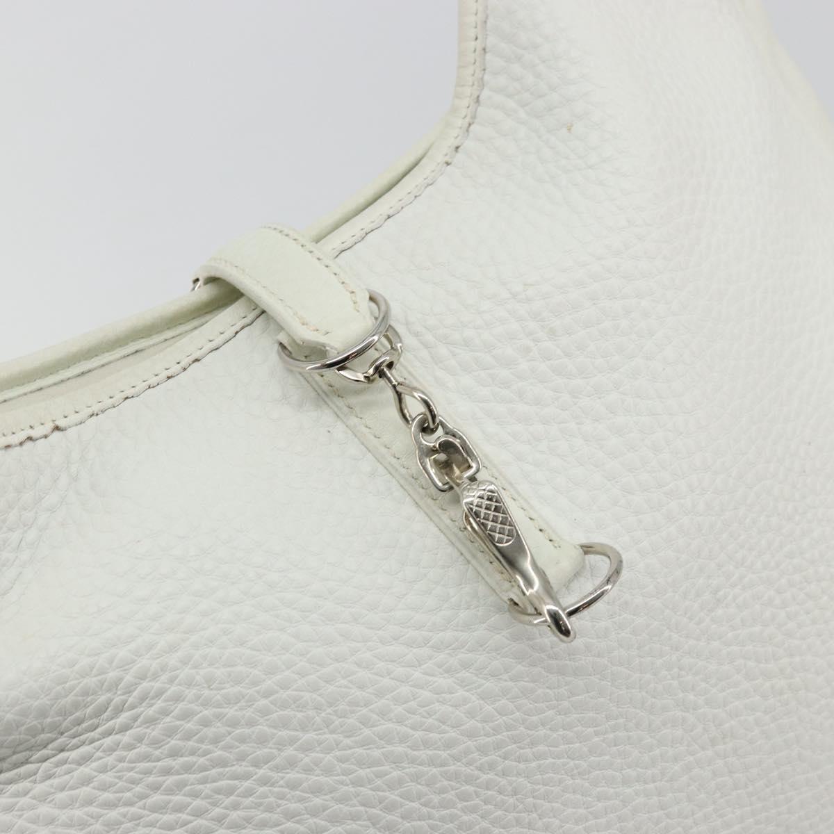 HERMES Trim 35 Shoulder Bag Togo leather White Silver Auth 176262A