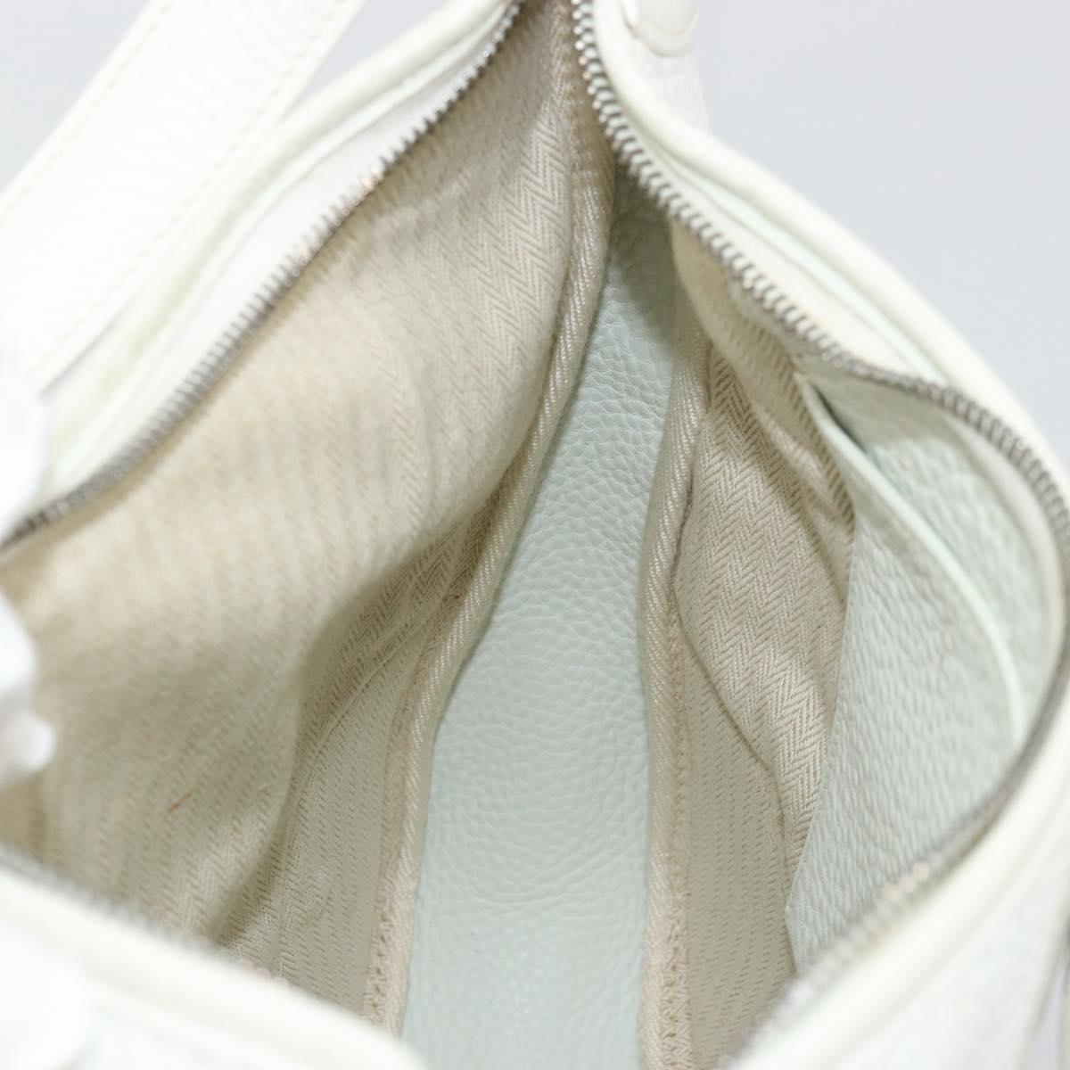 HERMES Trim 35 Shoulder Bag Togo leather White Silver Auth 176262A