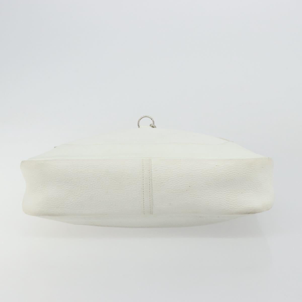 HERMES Trim 35 Shoulder Bag Togo leather White Silver Auth 176262A