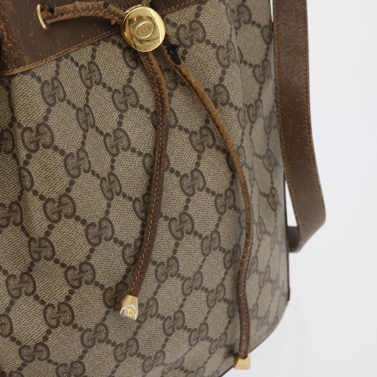 GUCCI GG Supreme Web Sherry Line Bag PVC Beige Gold 72 02 034 Auth 176268