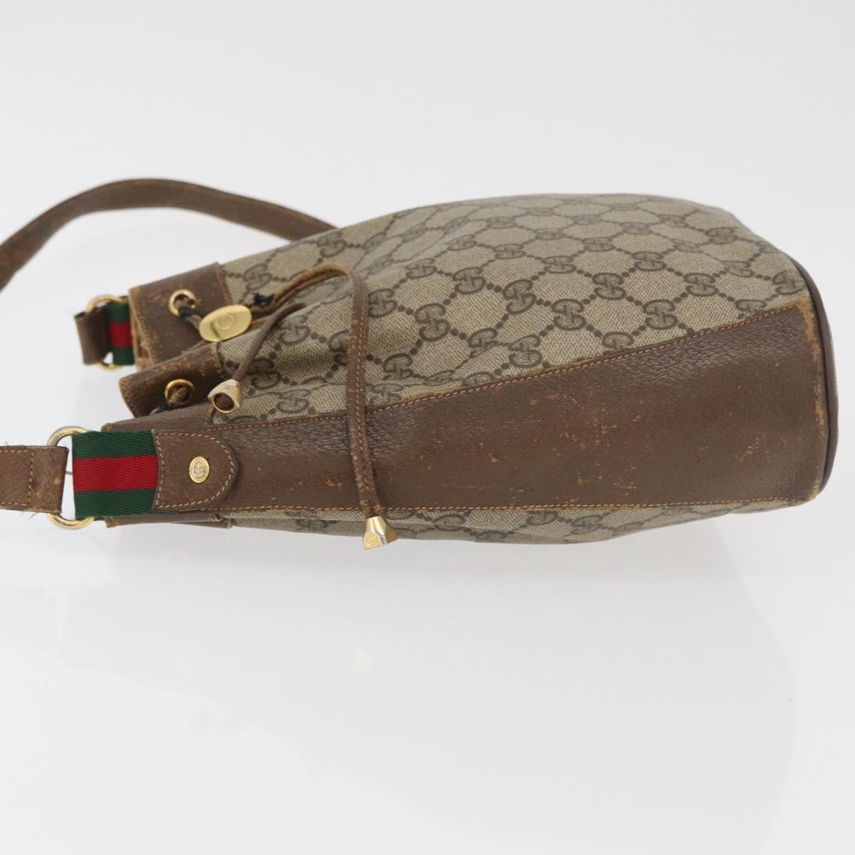 GUCCI GG Supreme Web Sherry Line Bag PVC Beige Gold 72 02 034 Auth 176268