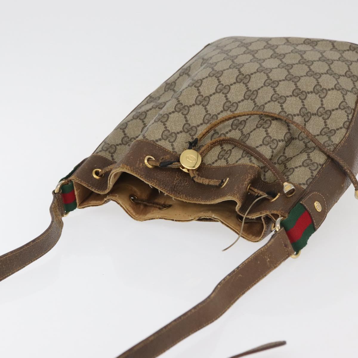 GUCCI GG Supreme Web Sherry Line Bag PVC Beige Gold 72 02 034 Auth 176268