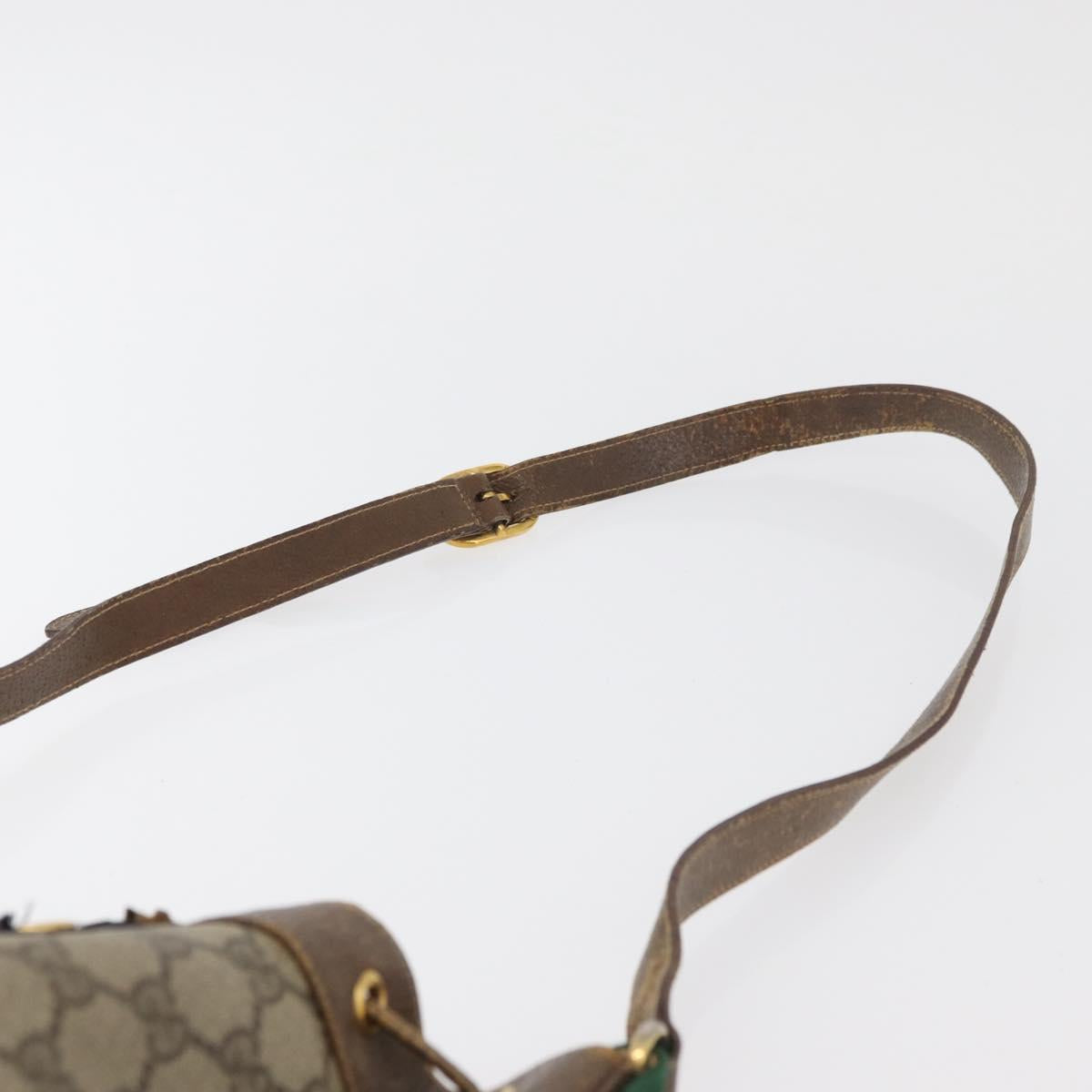 GUCCI GG Supreme Web Sherry Line Bag PVC Beige Gold 72 02 034 Auth 176268