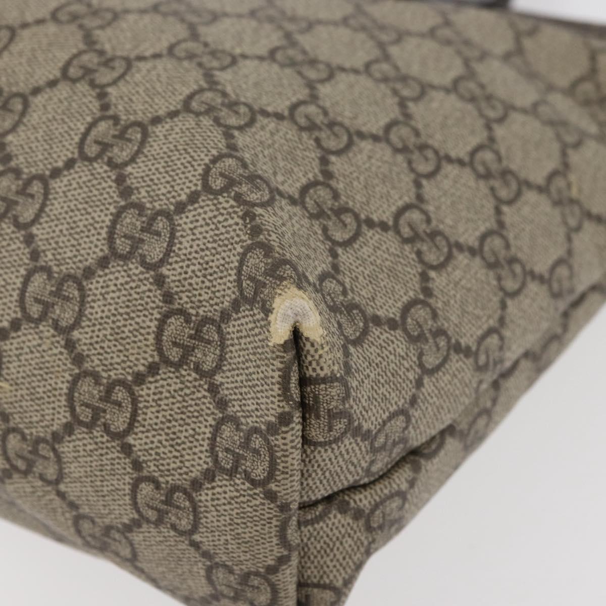 GUCCI GG Supreme Tote Bag PVC Beige Silver 211138 Auth 176269