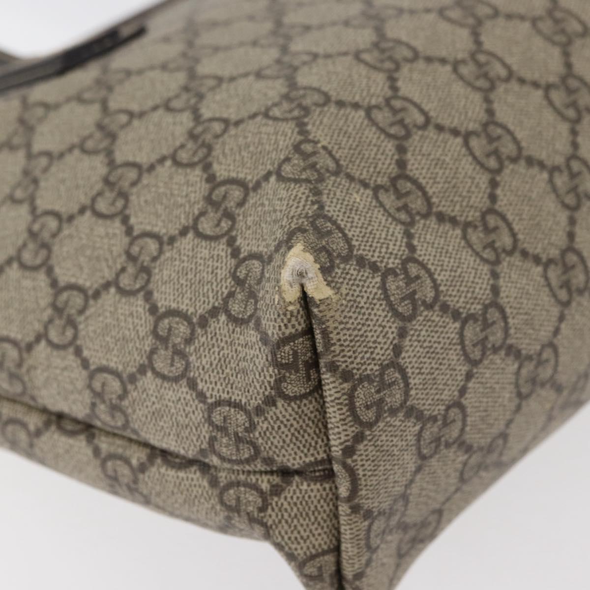 GUCCI GG Supreme Tote Bag PVC Beige Silver 211138 Auth 176269
