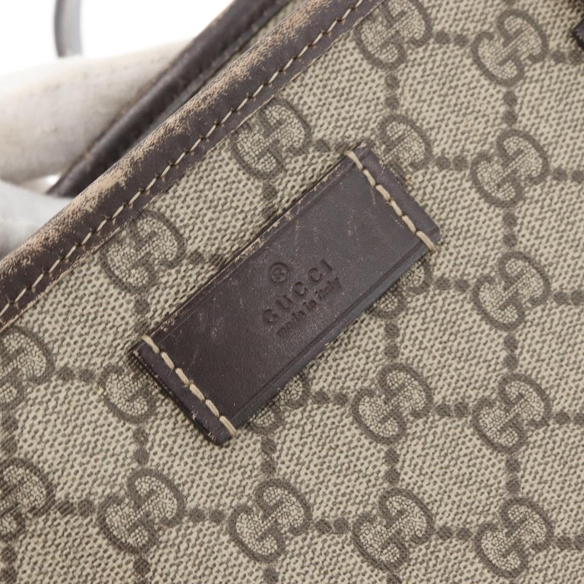 GUCCI GG Supreme Tote Bag PVC Beige Silver 211138 Auth 176269