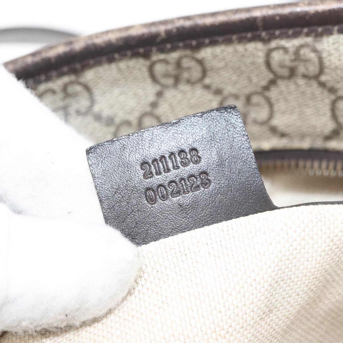GUCCI GG Supreme Tote Bag PVC Beige Silver 211138 Auth 176269