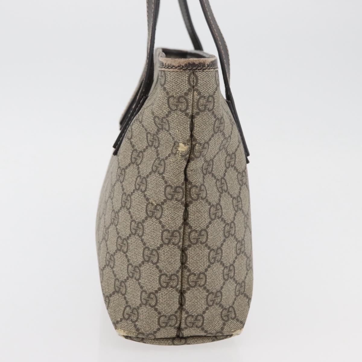 GUCCI GG Supreme Tote Bag PVC Beige Silver 211138 Auth 176269