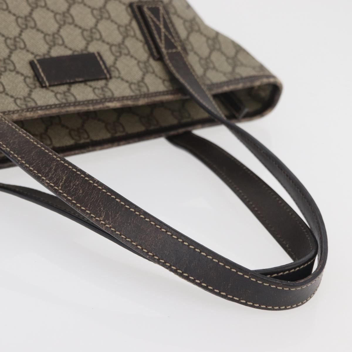GUCCI GG Supreme Tote Bag PVC Beige Silver 211138 Auth 176269
