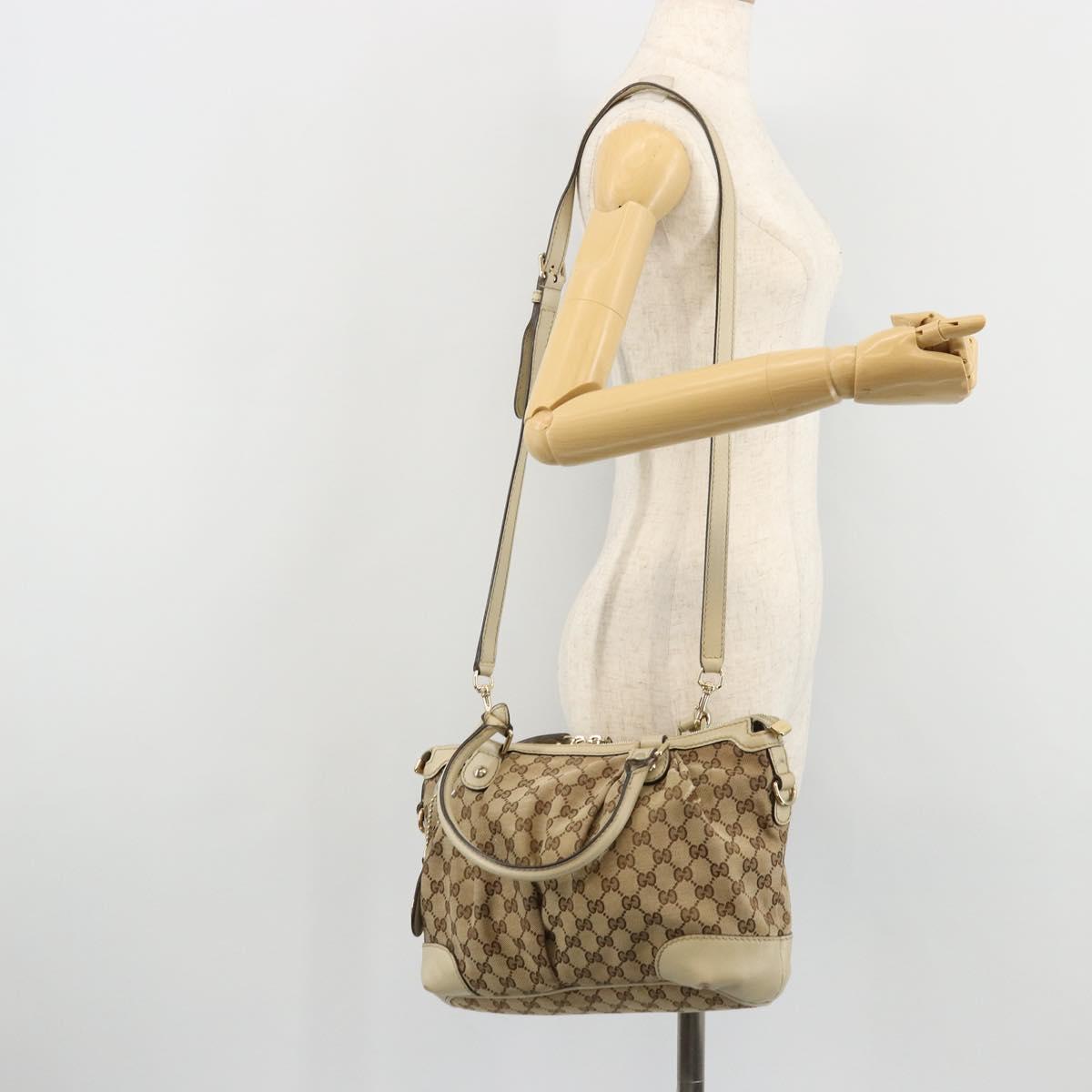 GUCCI GG Canvas Hand Bag 2way Beige Gold 247902 Auth 176270