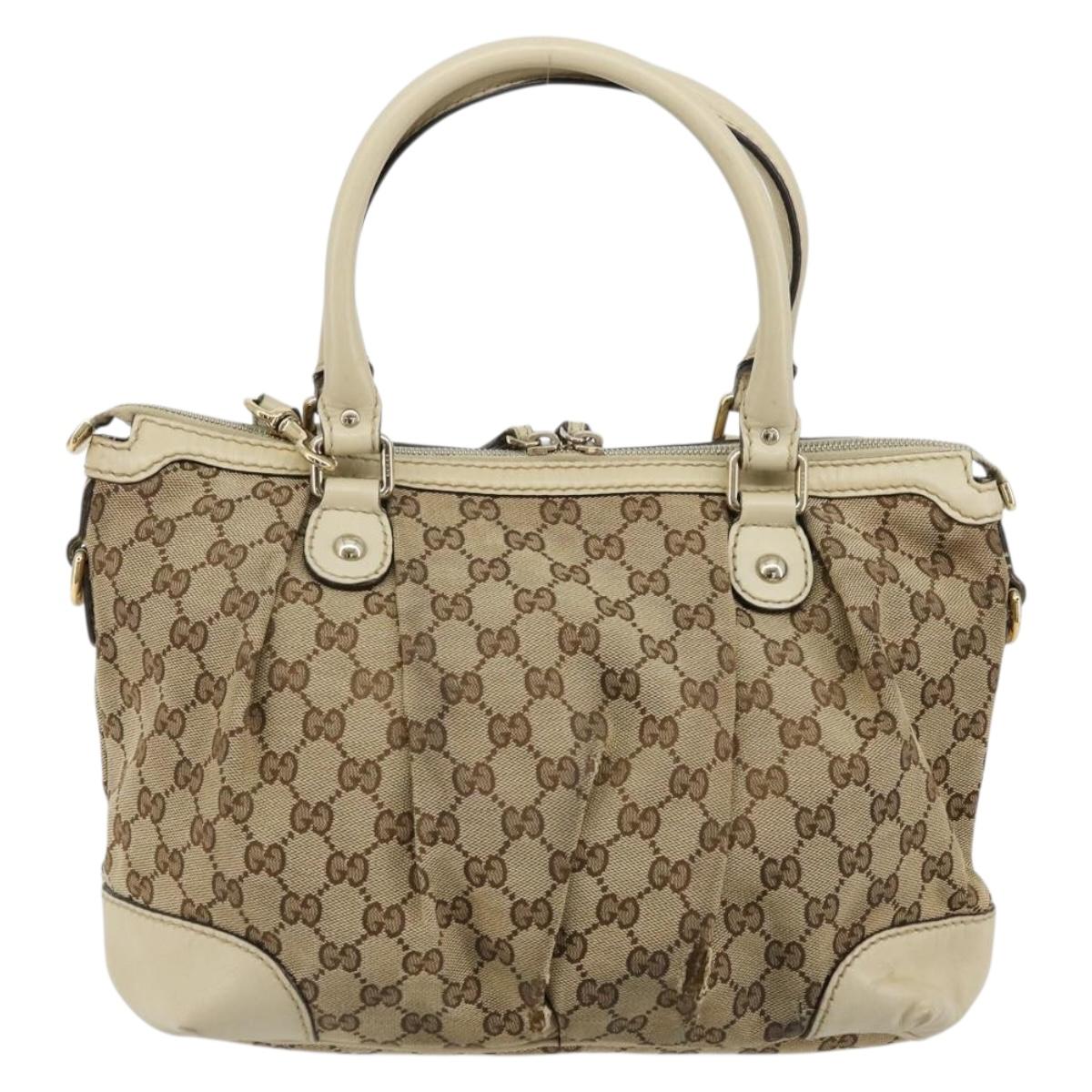GUCCI GG Canvas Hand Bag 2way Beige Gold 247902 Auth 176270