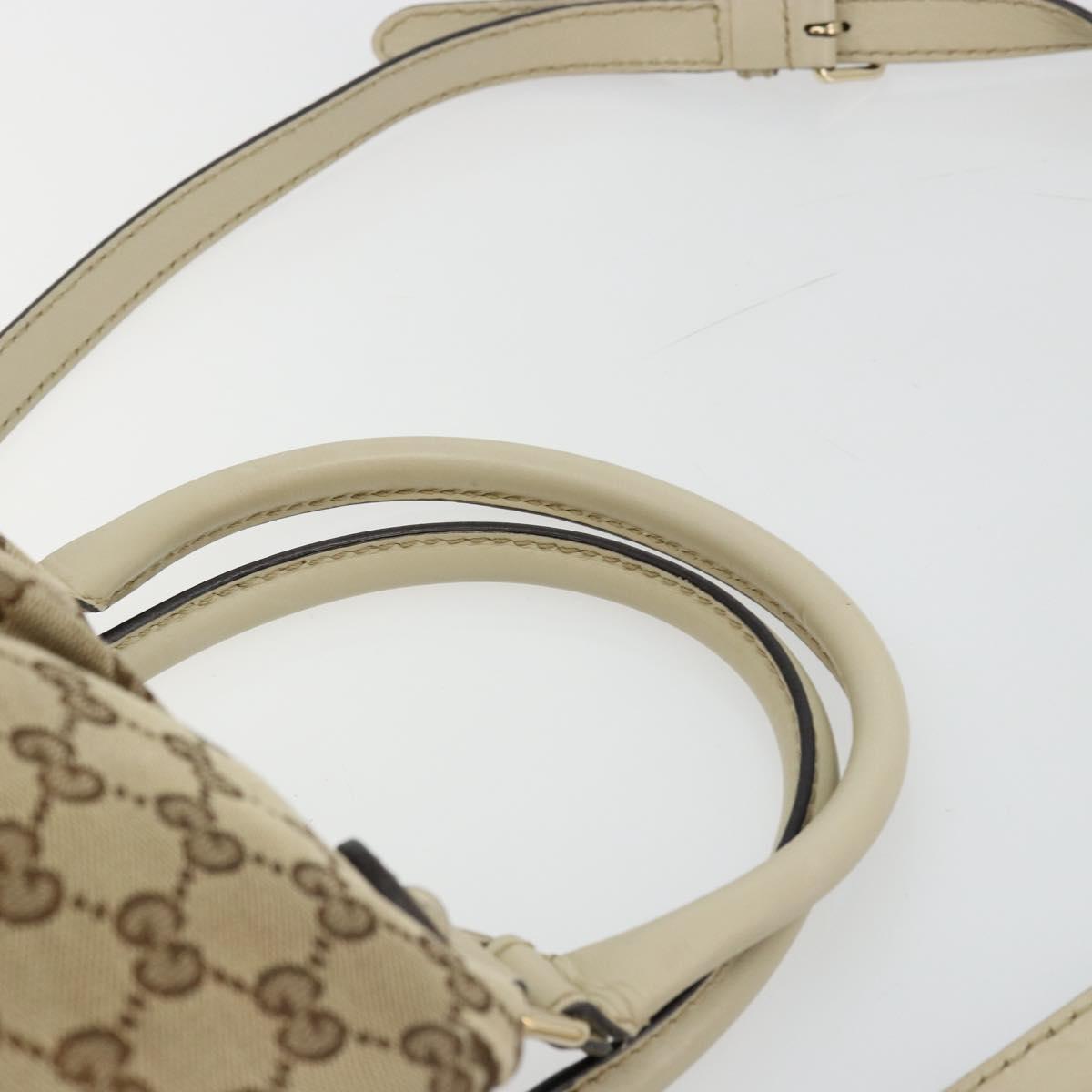 GUCCI GG Canvas Hand Bag 2way Beige Gold 247902 Auth 176270