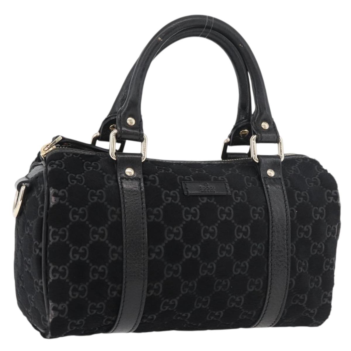 GUCCI GG Canvas Hand Bag Harako leather Black Gold 193604 Auth 176278