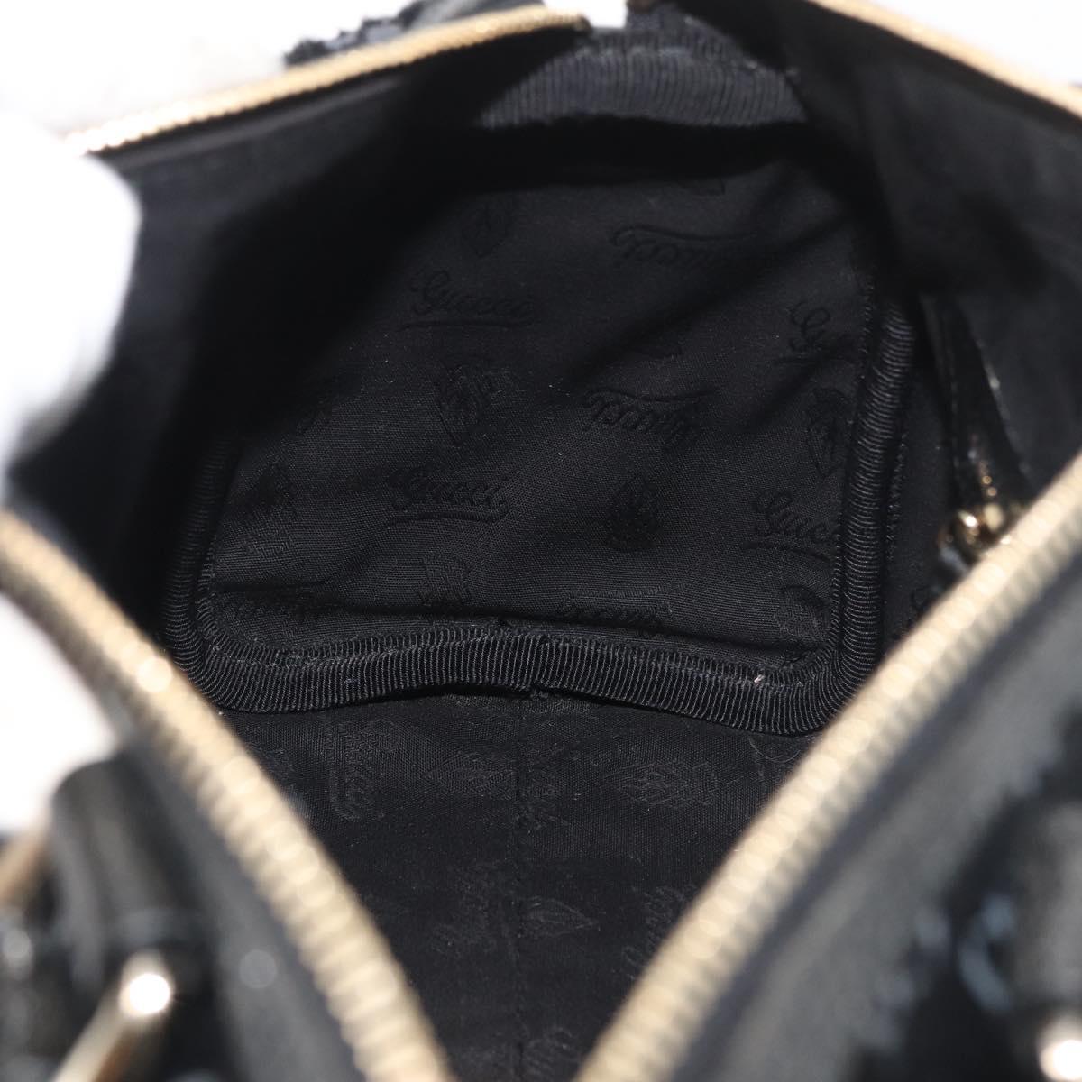GUCCI GG Canvas Hand Bag Harako leather Black Gold 193604 Auth 176278