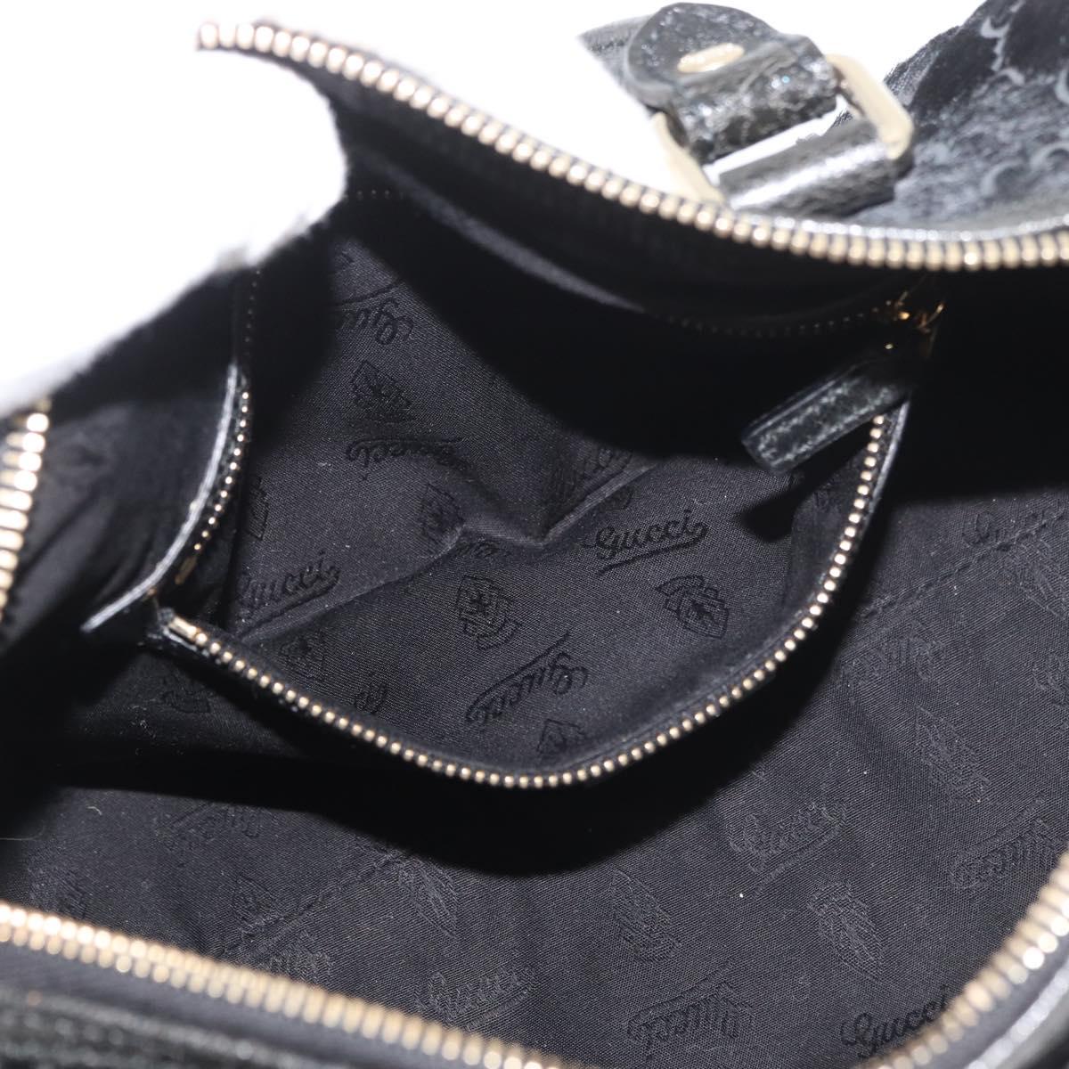 GUCCI GG Canvas Hand Bag Harako leather Black Gold 193604 Auth 176278