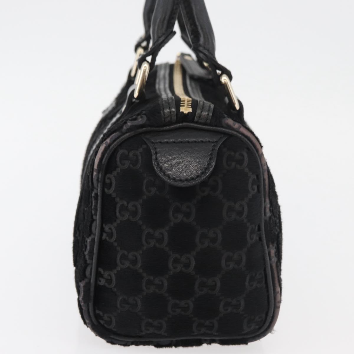 GUCCI GG Canvas Hand Bag Harako leather Black Gold 193604 Auth 176278