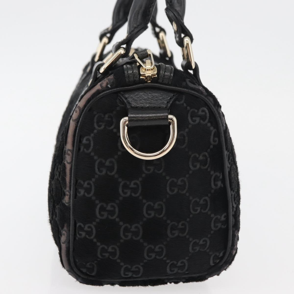 GUCCI GG Canvas Hand Bag Harako leather Black Gold 193604 Auth 176278