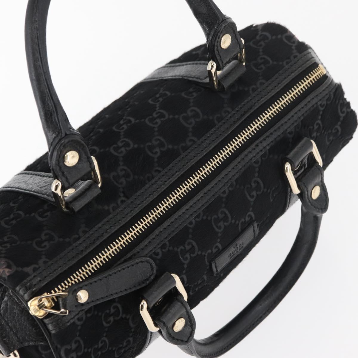 GUCCI GG Canvas Hand Bag Harako leather Black Gold 193604 Auth 176278