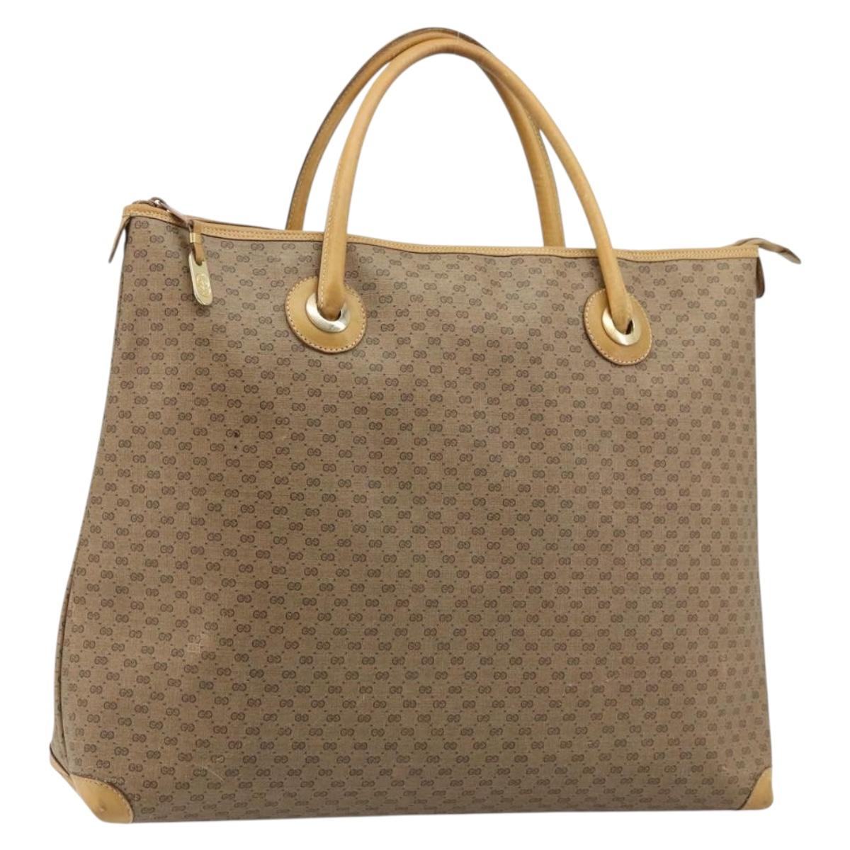 GUCCI Micro GG Supreme Tote Bag PVC Beige Gold 002 4868 39 Auth 176281