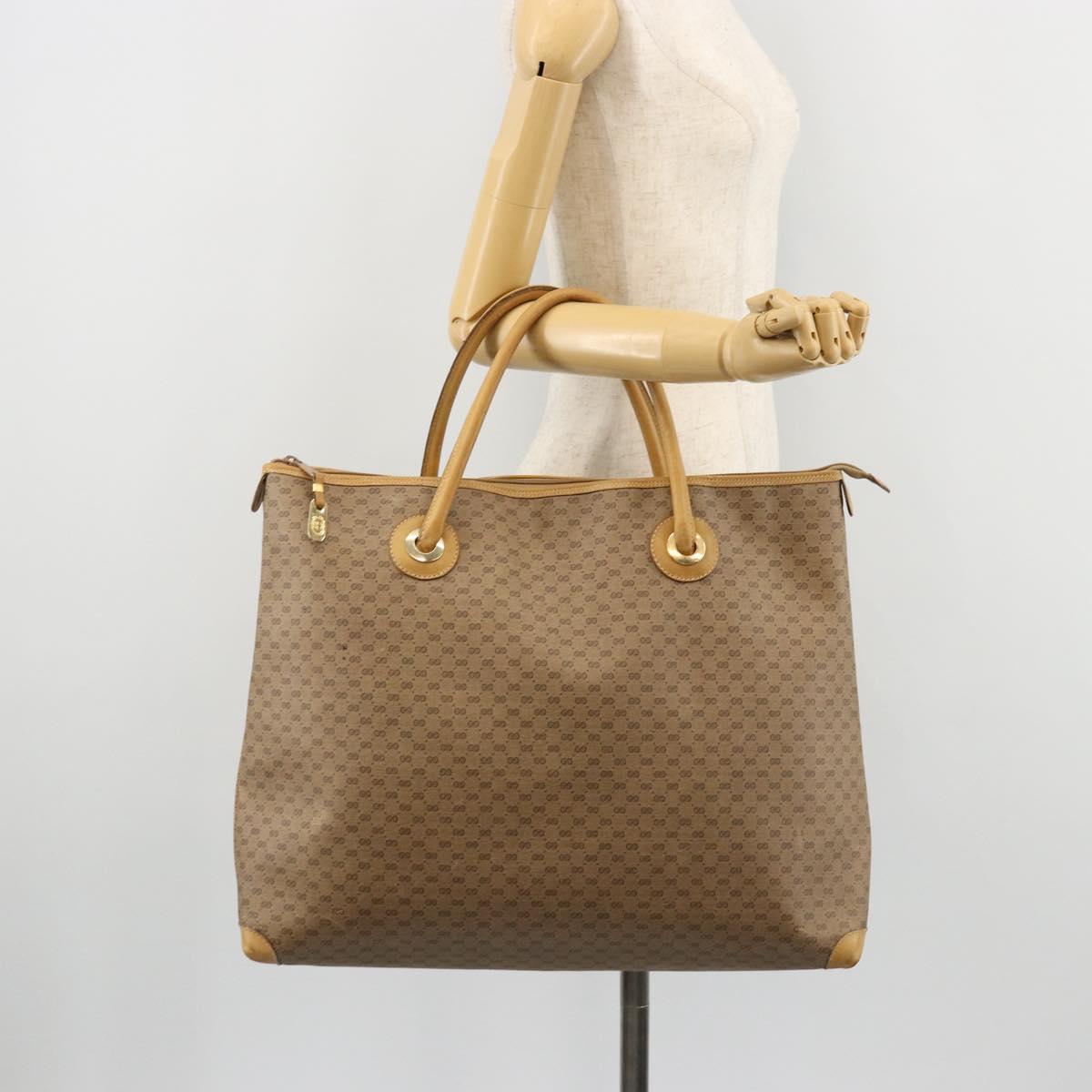 GUCCI Micro GG Supreme Tote Bag PVC Beige Gold 002 4868 39 Auth 176281