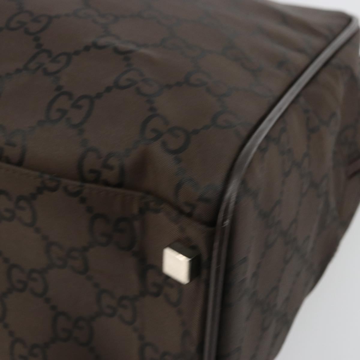 GUCCI GG Canvas Hand Bag Nylon Brown Silver 012 0355 Auth 176286A