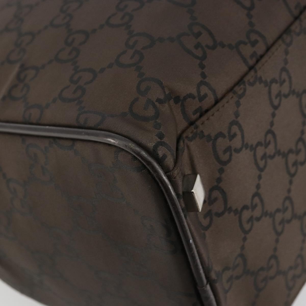 GUCCI GG Canvas Hand Bag Nylon Brown Silver 012 0355 Auth 176286A