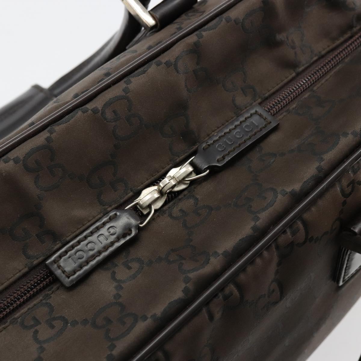 GUCCI GG Canvas Hand Bag Nylon Brown Silver 012 0355 Auth 176286A
