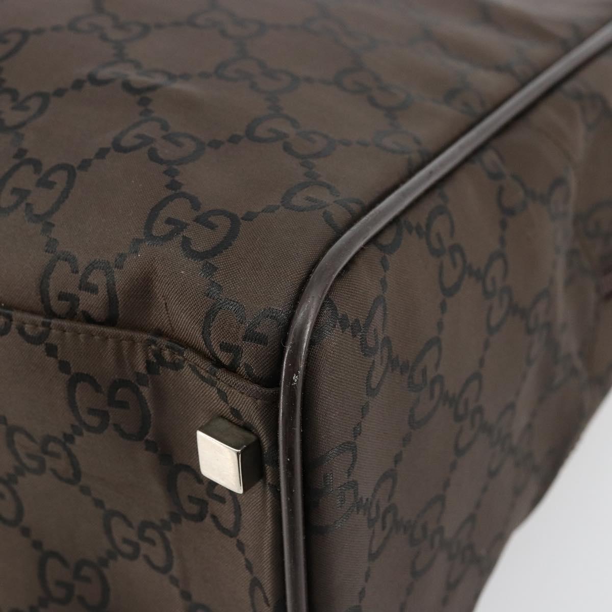 GUCCI GG Canvas Hand Bag Nylon Brown Silver 012 0355 Auth 176286A