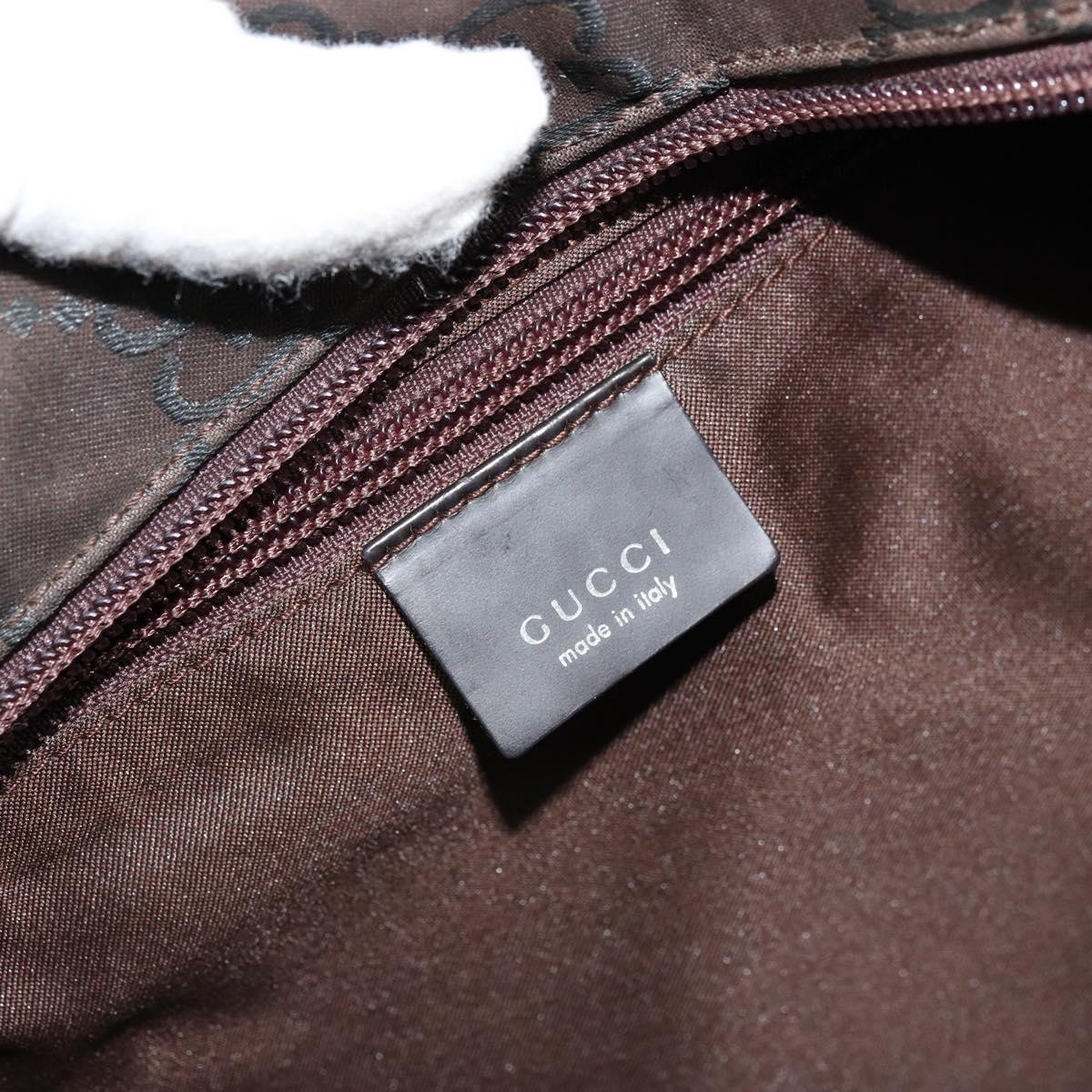 GUCCI GG Canvas Hand Bag Nylon Brown Silver 012 0355 Auth 176286A