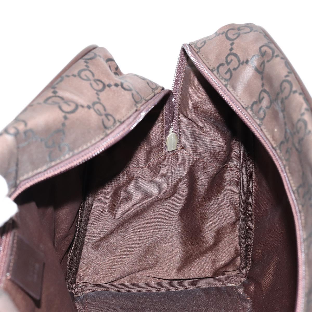 GUCCI GG Canvas Hand Bag Nylon Brown Silver 012 0355 Auth 176286A