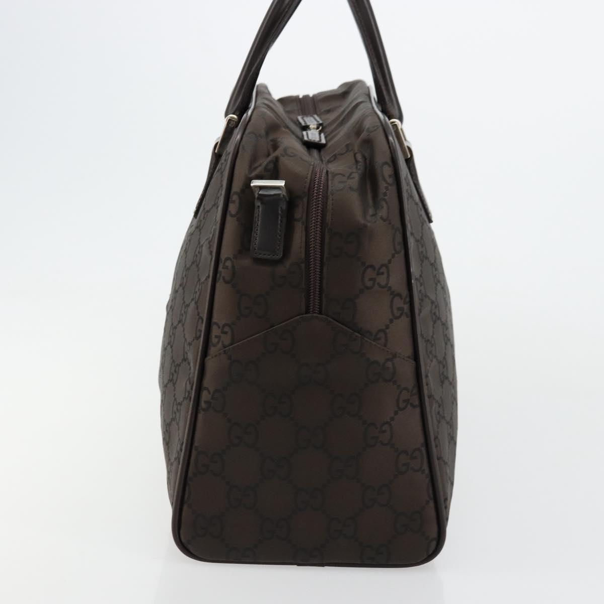 GUCCI GG Canvas Hand Bag Nylon Brown Silver 012 0355 Auth 176286A