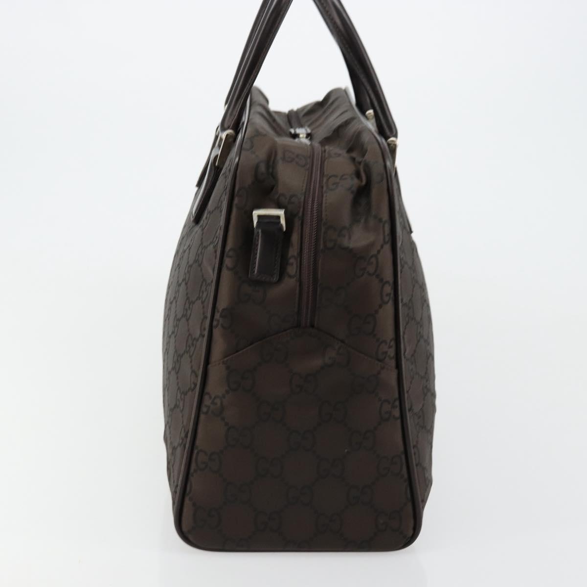 GUCCI GG Canvas Hand Bag Nylon Brown Silver 012 0355 Auth 176286A