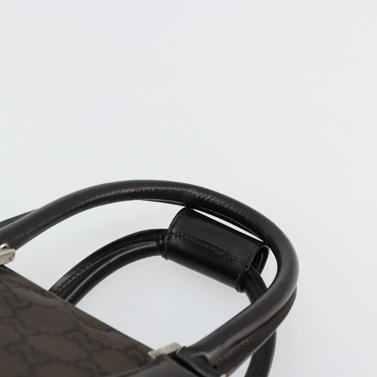 GUCCI GG Canvas Hand Bag Nylon Brown Silver 012 0355 Auth 176286A