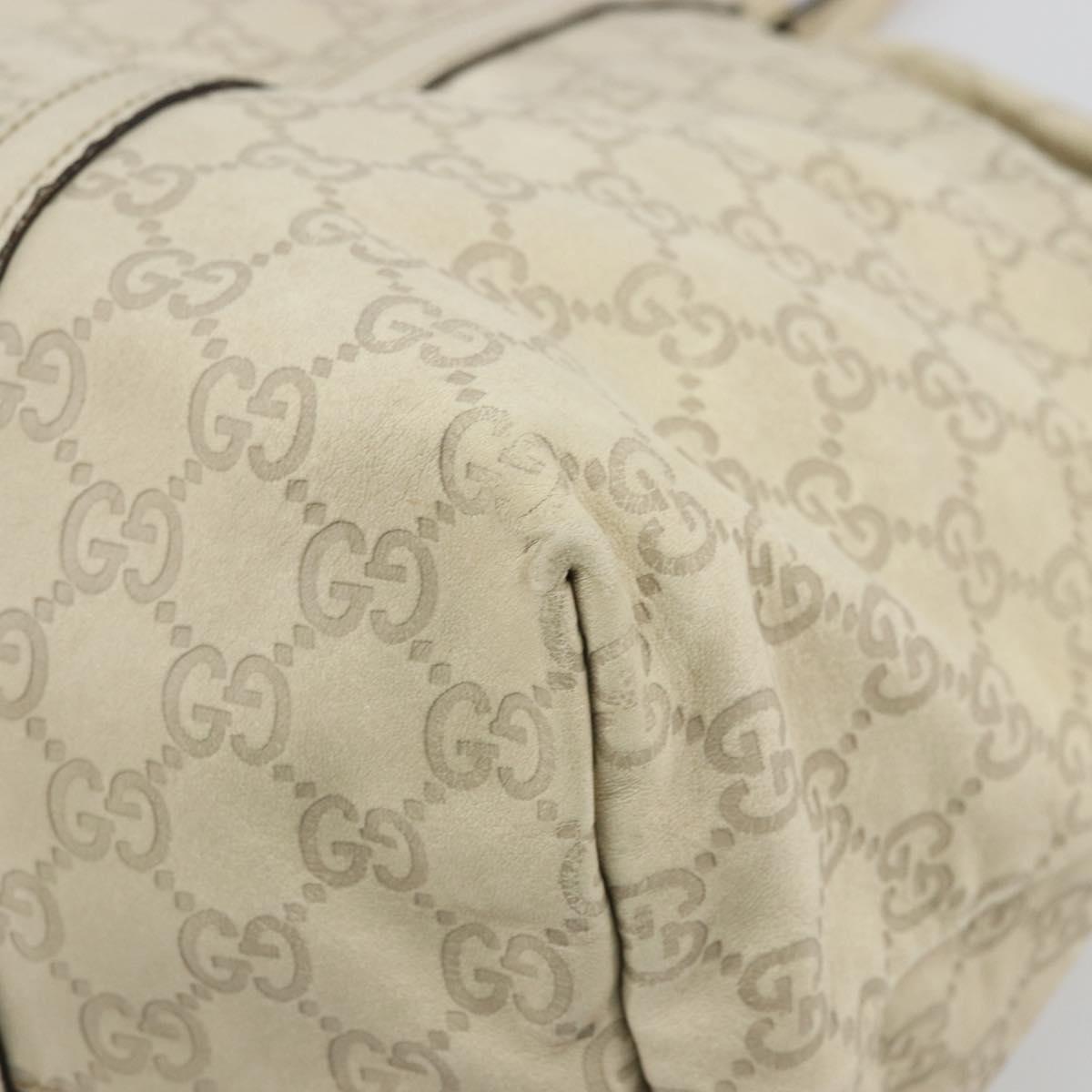 GUCCI GG Canvas Guccissima Tote Bag Leather Ivory Gold 197954 Auth 176287