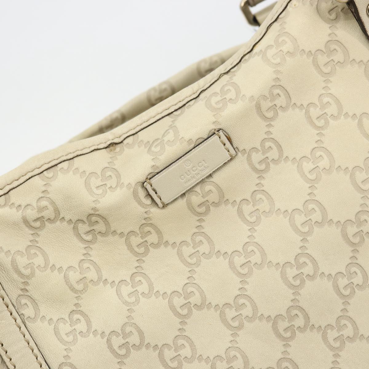 GUCCI GG Canvas Guccissima Tote Bag Leather Ivory Gold 197954 Auth 176287