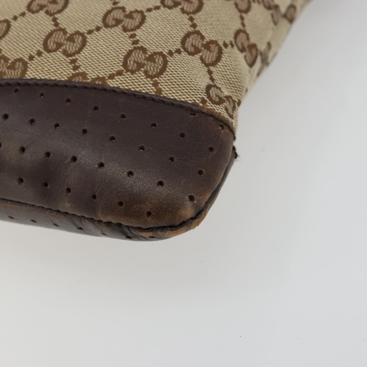 GUCCI GG Canvas Shoulder Bag Beige Silver 145857 Auth 176293