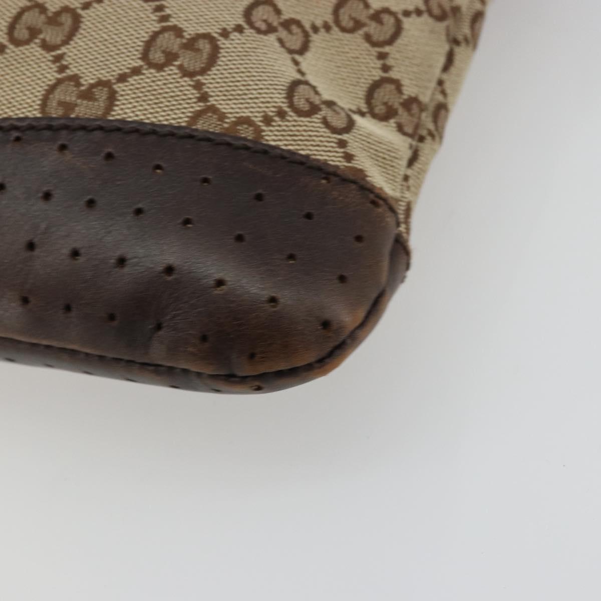 GUCCI GG Canvas Shoulder Bag Beige Silver 145857 Auth 176293