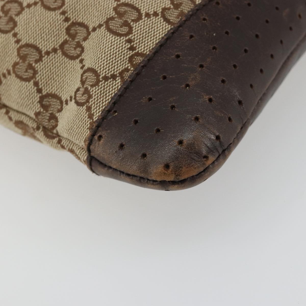 GUCCI GG Canvas Shoulder Bag Beige Silver 145857 Auth 176293