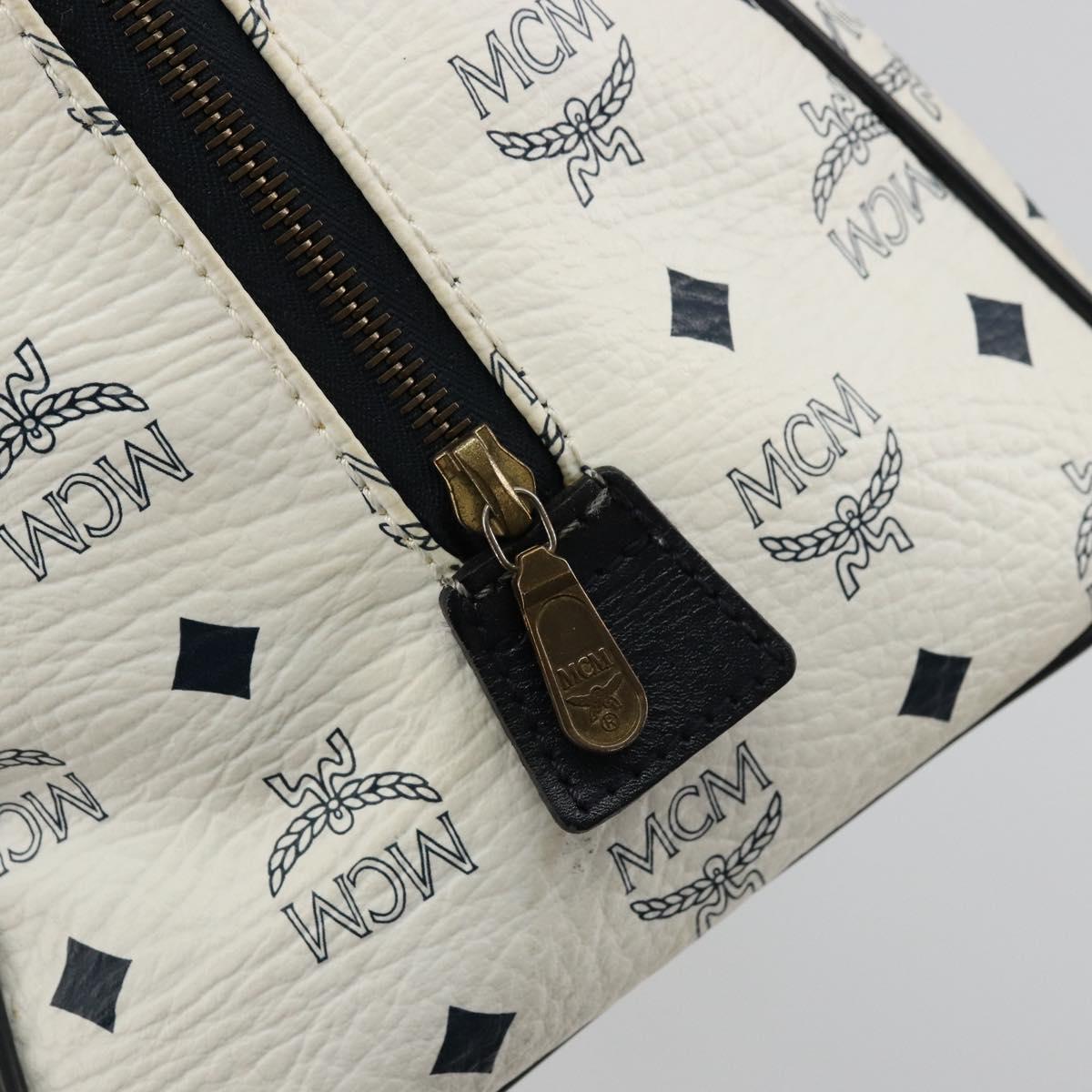 MCM Vicetos Logogram Hand Bag PVC Leather White Gold Auth 176296