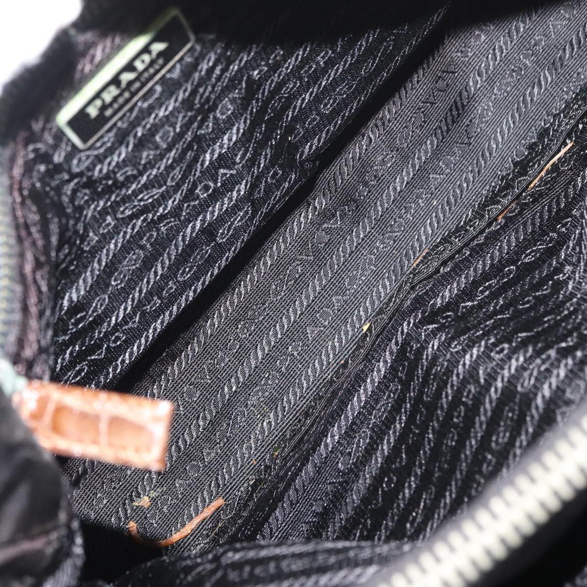 PRADA Tote Bag Nylon Black Silver Auth 176297