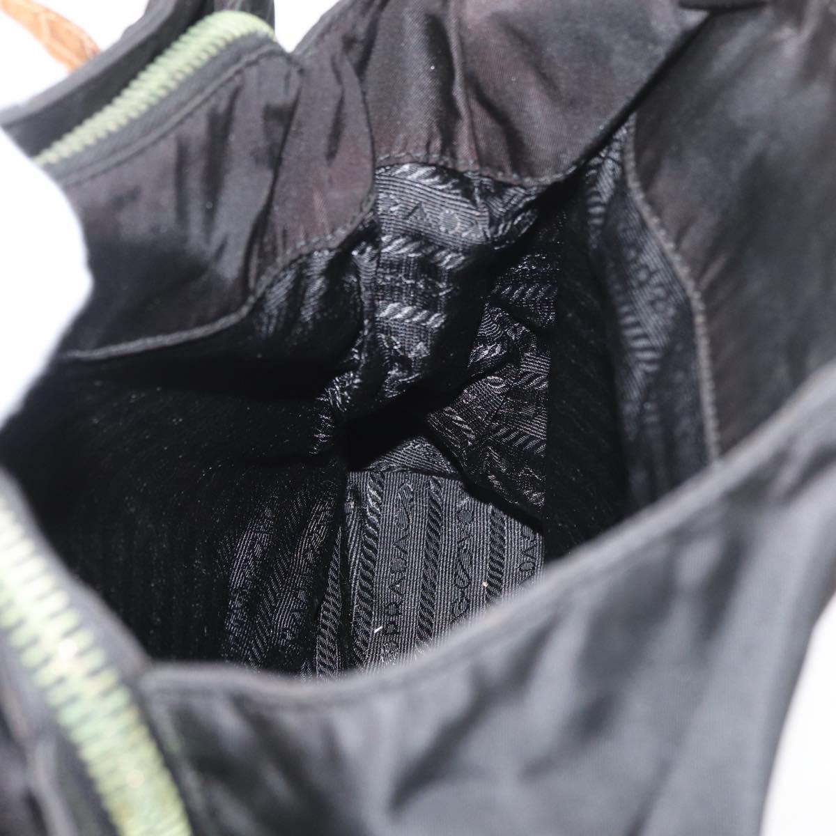 PRADA Tote Bag Nylon Black Silver Auth 176297